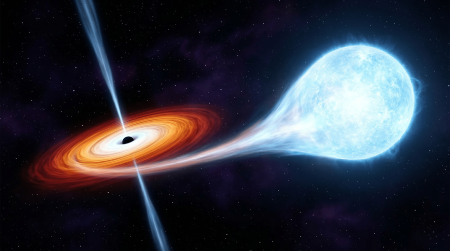 Black Hole Siphoning Material from Companion Star into Accretion Disk