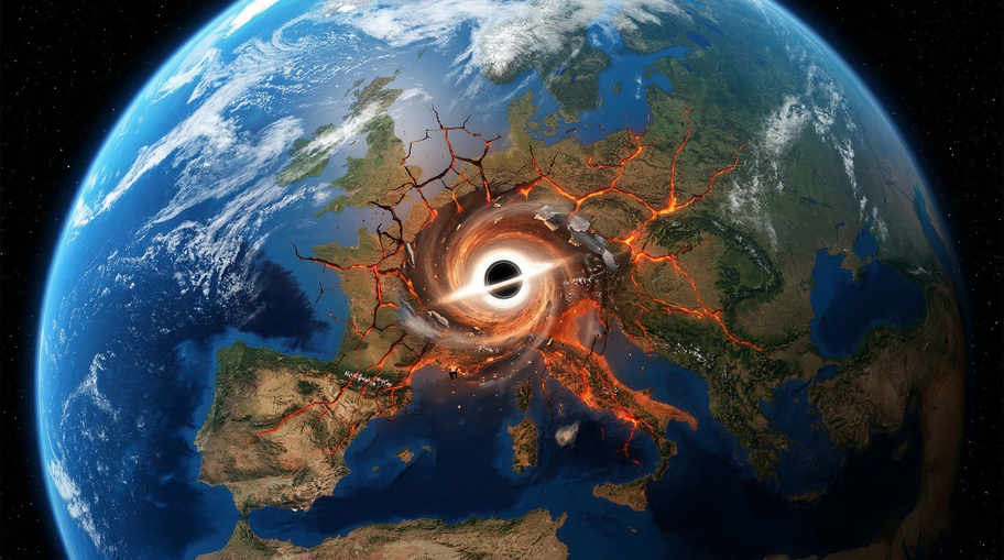 Large Hadron Collider Particle Collision Creating Microscopic Black Hole