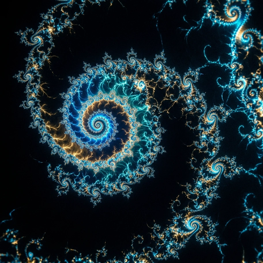 Mandelbrot set fractal boundary with infinite self-similar detail