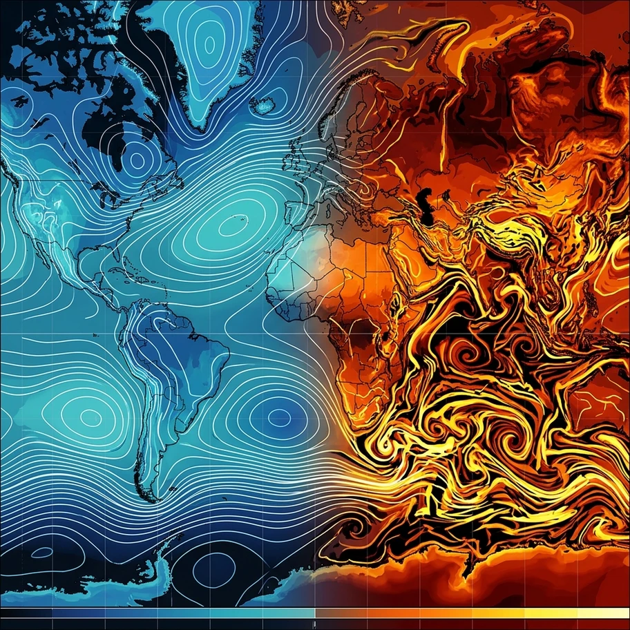 Weather prediction diverging from actual outcome showing butterfly effect amplification