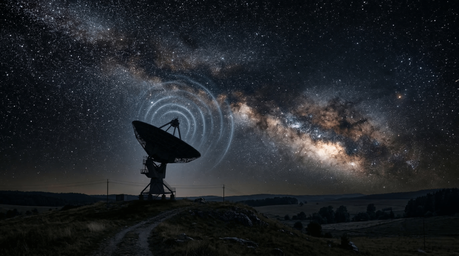 Radio telescope scanning a silent Milky Way for signals that never arrive