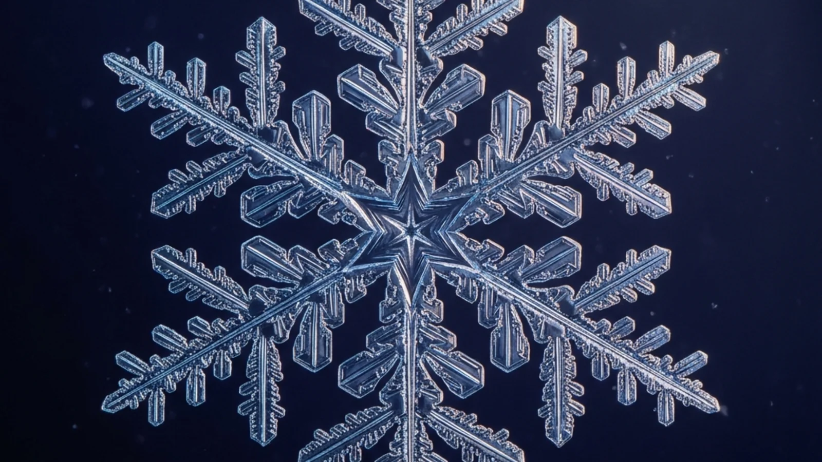 Single snowflake exhibiting six-fold symmetry of the underlying ice crystal