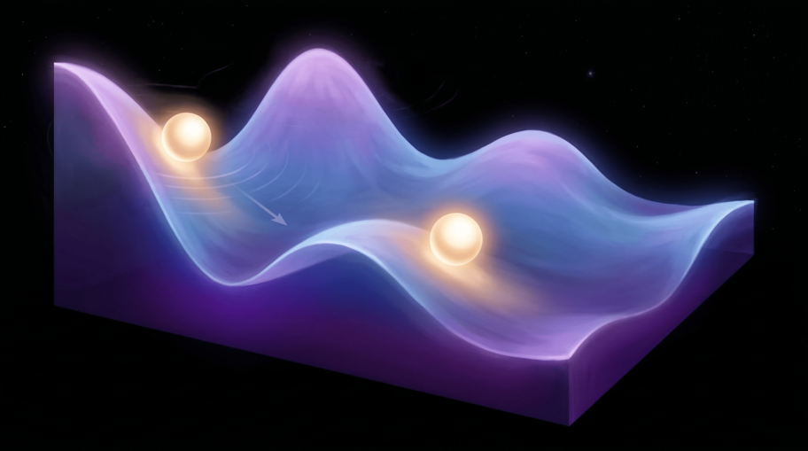 Quintessence: a dynamic field rolling across an energy landscape, with expansion strength varying as it moves