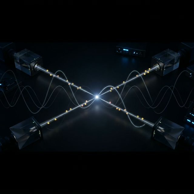 Bell test experiment with two distant detectors measuring entangled particles at random angles