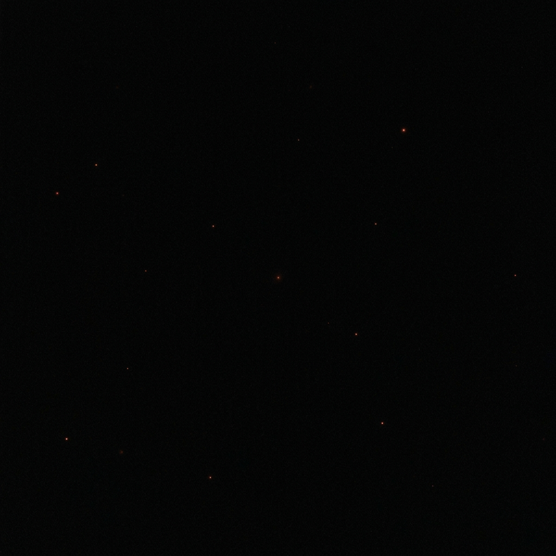 Vast dark empty cosmos with only faint last-burning stars showing approach to heat death