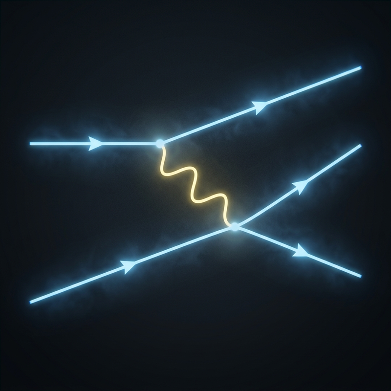 Simple Feynman diagram showing two electrons exchanging a photon