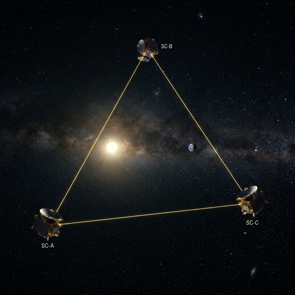 LISA satellites in triangular formation orbiting the Sun