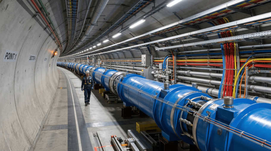 Large Hadron Collider Tunnel with Superconducting Magnets at CERN