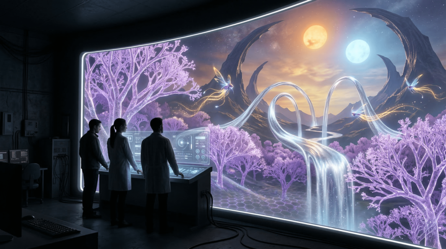 Layered gardens of different forms of life, each contained within crystalline boundaries