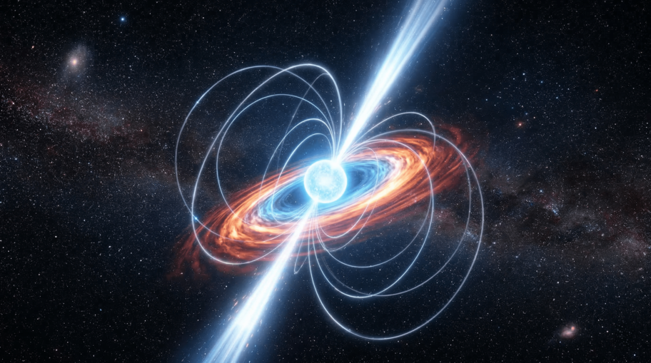 Neutron Star with Magnetic Field Lines and Radiation Beams