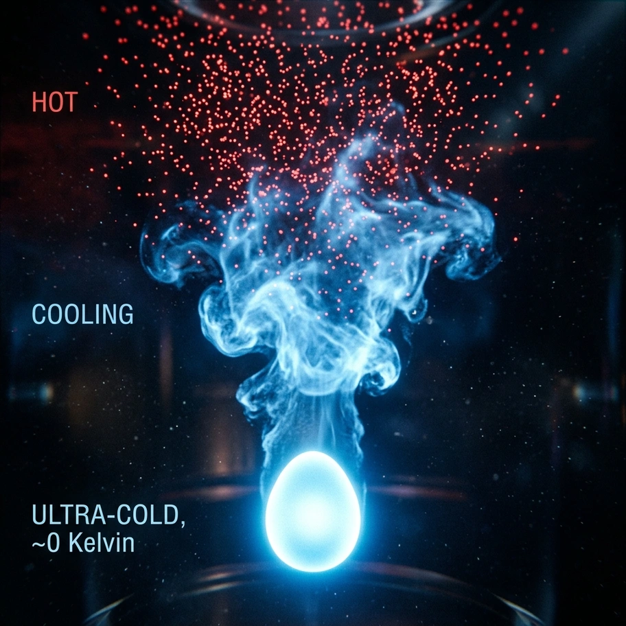 Atoms cooling into a Bose-Einstein condensate