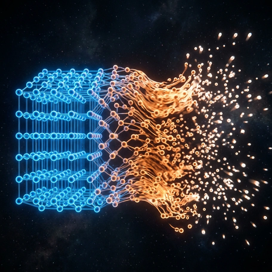 Matter transitioning between solid, liquid, and gas states