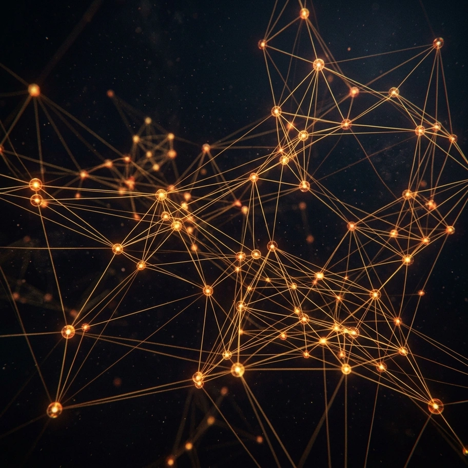 Loop quantum gravity spin network with glowing nodes and edges