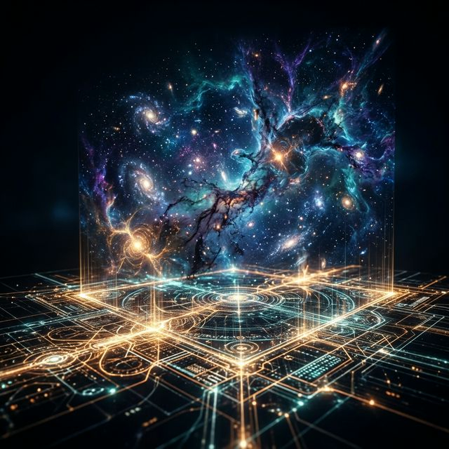 A 2D boundary projecting a vast 3D universe