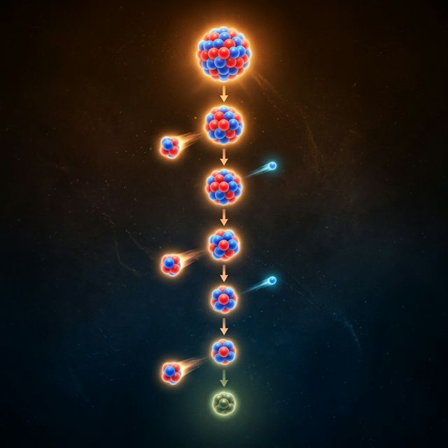 Nuclear decay chain showing successive transformations