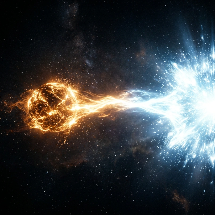Artistic visualization of mass-energy equivalence