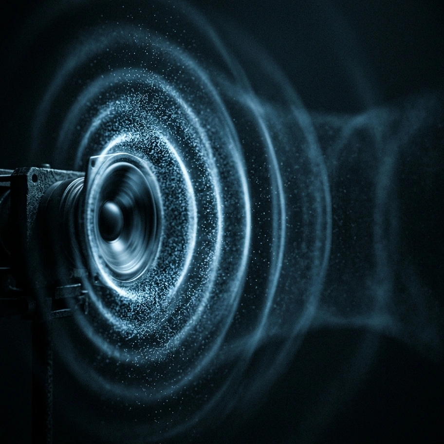 Sound waves propagating as concentric pressure ripples