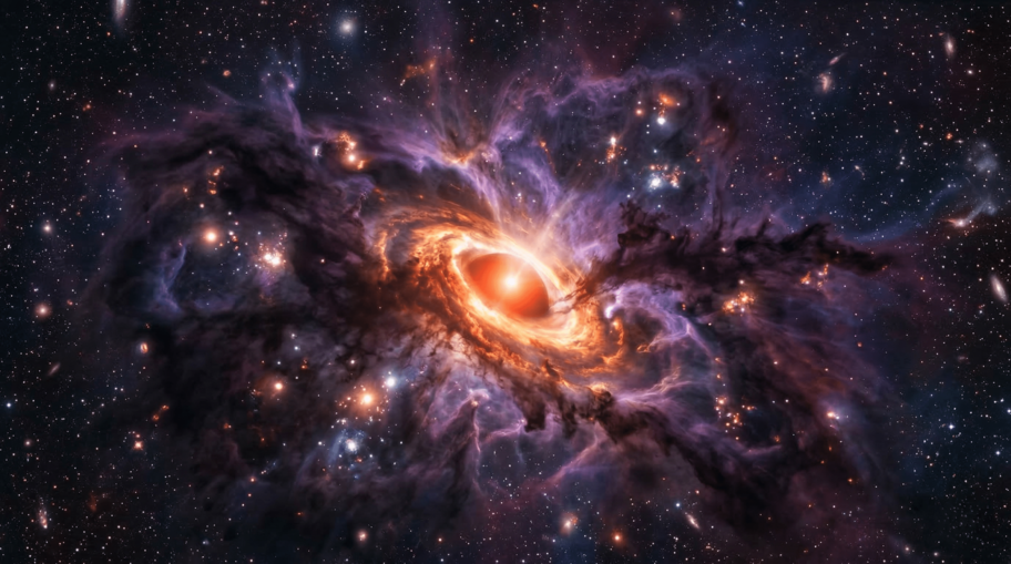 Stellar Nursery Molecular Cloud Collapsing into Protostar