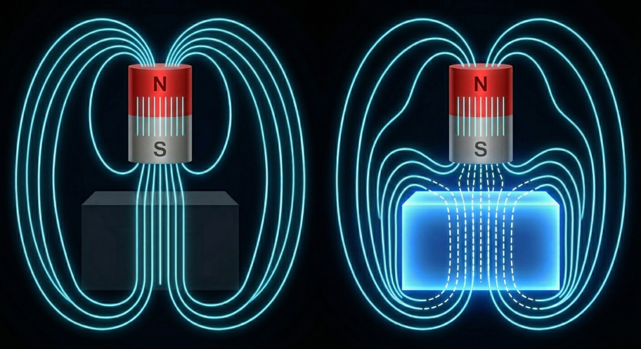 Meissner effect: magnetic field expelled from superconductor