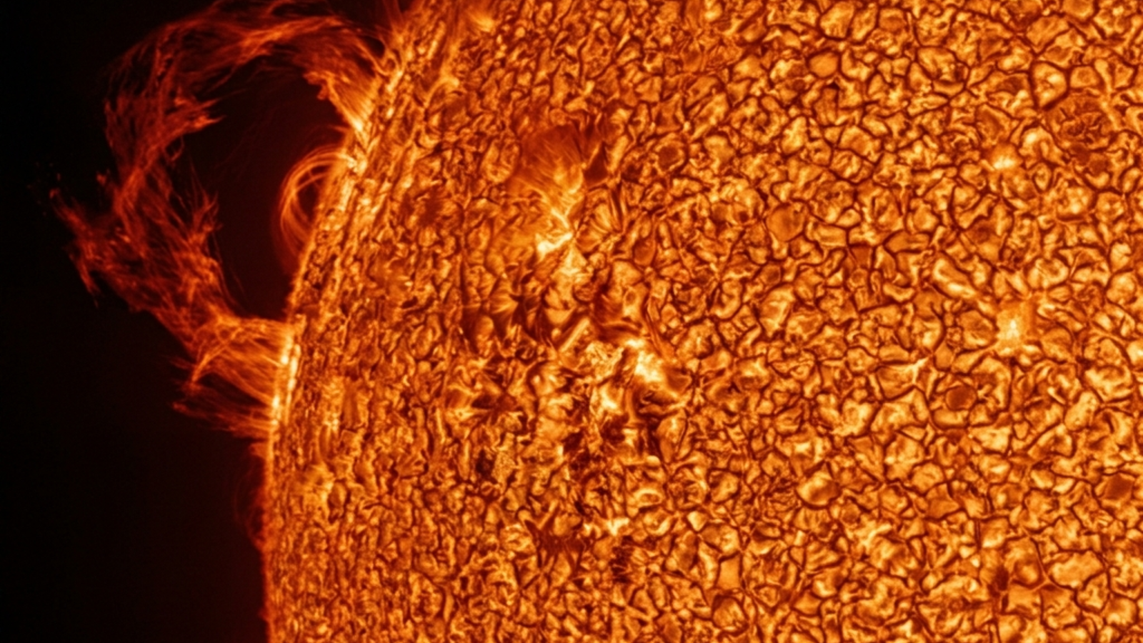 Close-up of the sun's surface showing convection cells