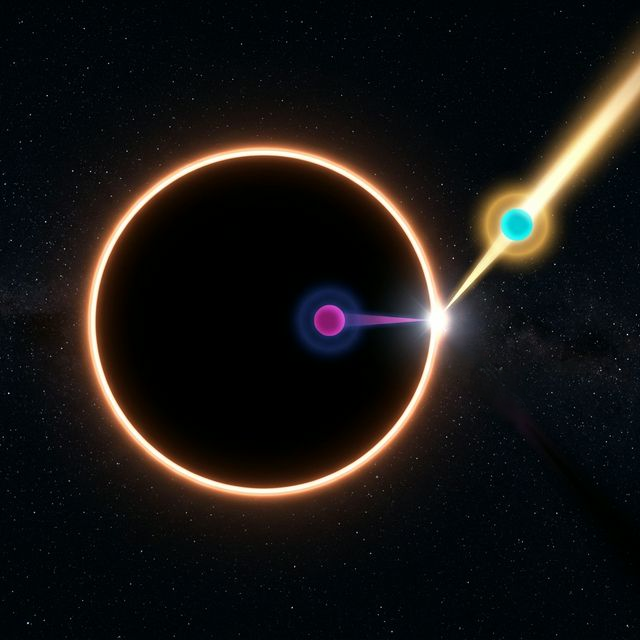 Virtual particle pair separated by event horizon