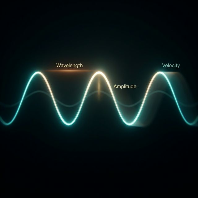 A single luminous wave showing wavelength and amplitude
